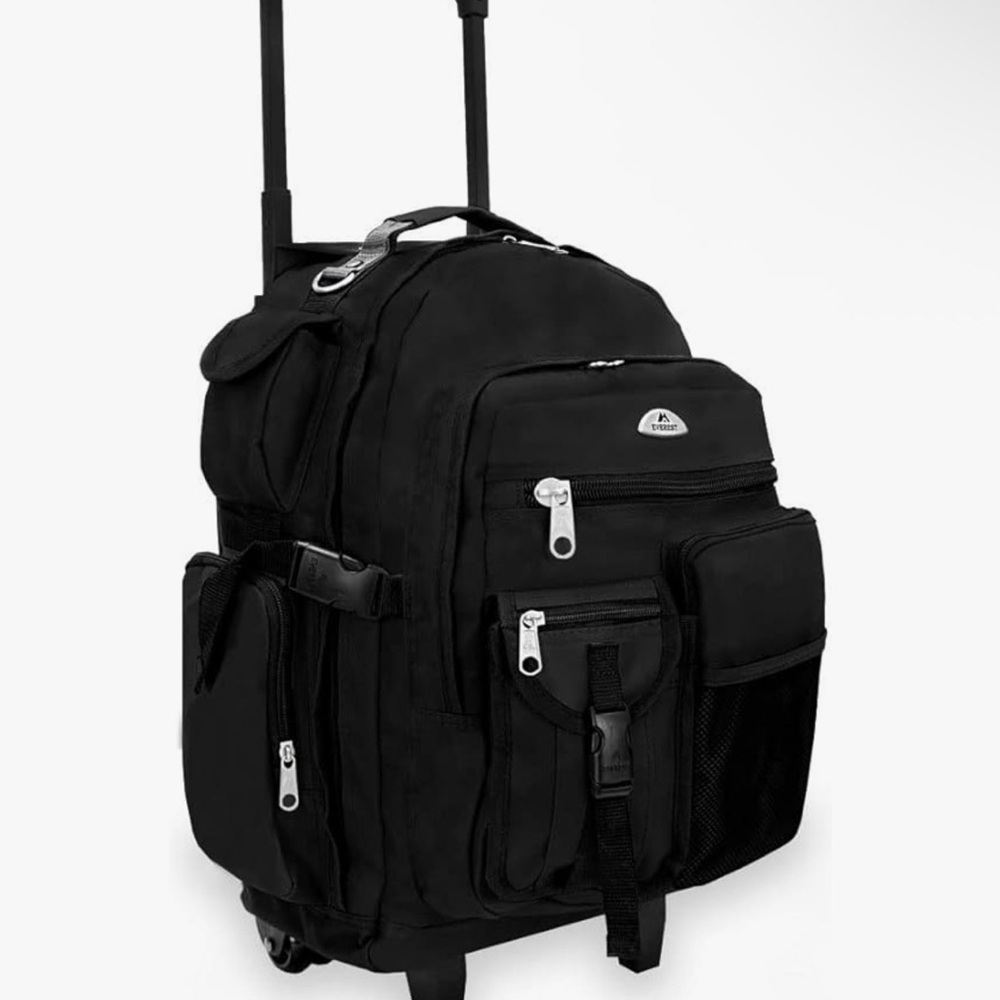 ⭐ Rolling Travel Backpack Carry On Luggage Wheeled Laptop Bag Black